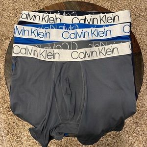 New without tags Blue Gray Navy Calvin Klein Boxer Briefs NP22140 3-Pack